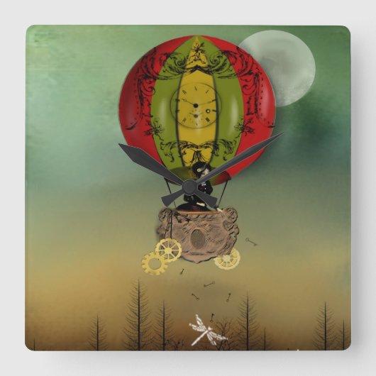 Steampunk Kunst-Wanduhr Quadratische Wanduhr (Vorderseite)