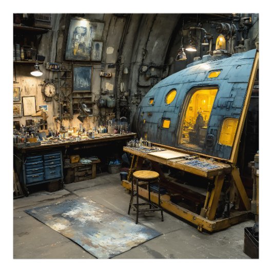 Steampunk-Künstler U-Boot-Studio Chaos Fotodruck (Vorne)