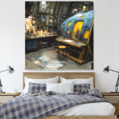 Steampunk-Künstler-U-Boot-Studio-Chaos Leinwanddruck (Insitu (Schlafzimmer))