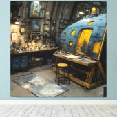 Steampunk-Künstler-U-Boot-Studio-Chaos Leinwanddruck (Insitu (Holzboden))