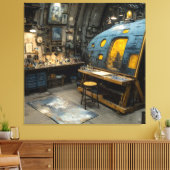 Steampunk-Künstler-U-Boot-Studio-Chaos Leinwanddruck (Insitu (Wohnzimmer))