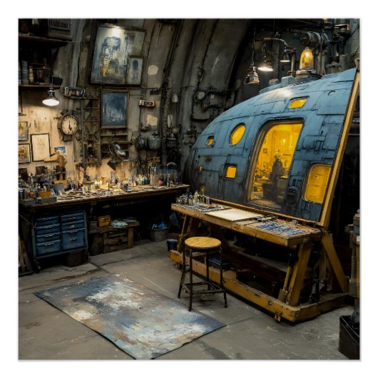 Steampunk-Künstler U-Boot-Studio Chaos Poster (Vorderseite)