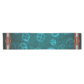Steampunk, Kupfer auf aquamarinen Getrieben, Monog Kurzer Tischläufer (Horizontal)