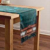 Steampunk, Kupfer auf aquamarinen Getrieben, Monog Kurzer Tischläufer (Beispiel)