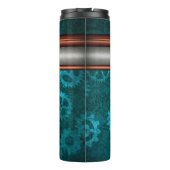 Steampunk, Kupfer auf aquamarinen Zahnrädern, Mono Thermosbecher (Rückseite)