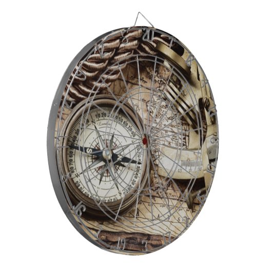steampunk Küstenseeseil-Antikenkompaß Dartscheibe (Vorderseite Links)