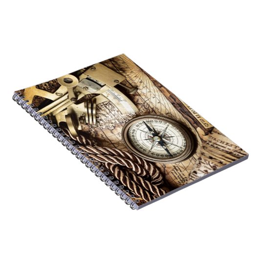 steampunk Küstenseeseil-Antikenkompaß Notizblock (Rechte Seite)