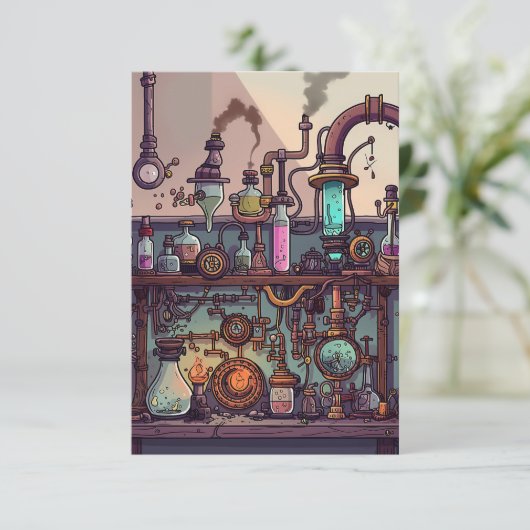 Steampunk-Labor Dankeskarte (Stehend Vorderseite)