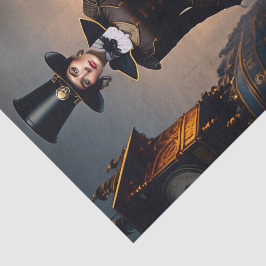 Steampunk Lady & Air Ship Seidenpapier (Ausschnitt)