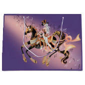 Steampunk Lady am Mechanischen Pferd Große Geschenktüte (Vorderseite)