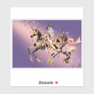 Steampunk Lady and Mechanical Horse Aufkleber