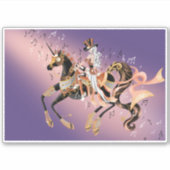 Steampunk Lady and Mechanical Horse Aufkleber (Vorderseite)