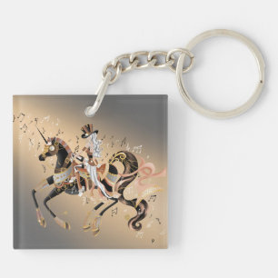 Steampunk Lady and Mechanical Horse Schlüsselanhänger