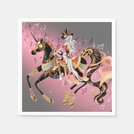 Steampunk Lady and Mechanical Horse Serviette