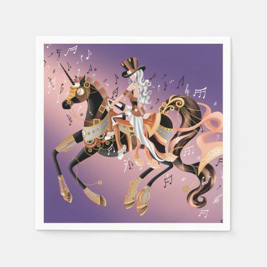 Steampunk Lady and Mechanical Horse Serviette (Vorderseite)