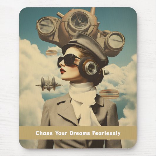 Steampunk Lady Chase Your Dreams Furchtlos Mousepad (Vorne)