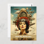 Steampunk Lady Dream Big, Sparkle more Postkarte (Vorne/Hinten)
