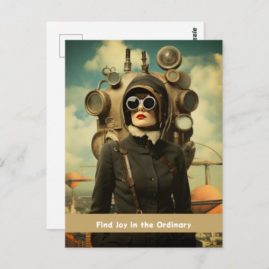 Steampunk Lady Find Joy in the Ordinary Postkarte (Vorne/Hinten)