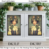 Steampunk Lady in Hat, Ivy & Birds DK3RF Decoupage Seidenpapier