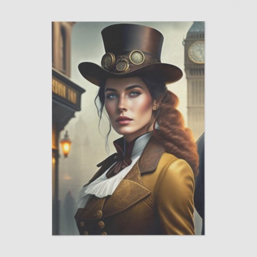 Steampunk Lady in London Seidenpapier (Vorderseite)