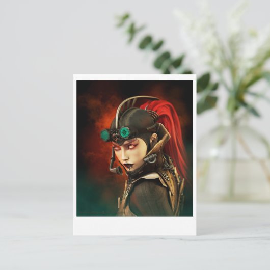 Steampunk Lady Postkarte (Stehend Vorderseite)