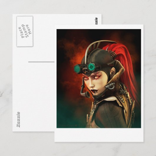 Steampunk Lady Postkarte (Vorne/Hinten)