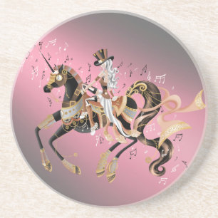 Steampunk Lady und mechanisches Pferd Getränkeuntersetzer