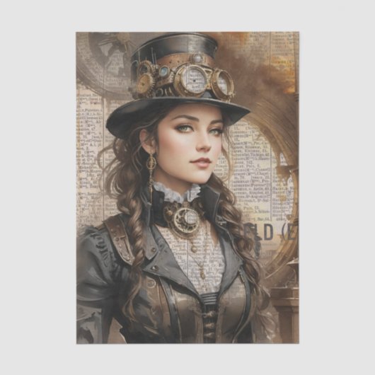 Steampunk Lady, Viktorianische Ephemera Seidenpapier (Vorderseite)
