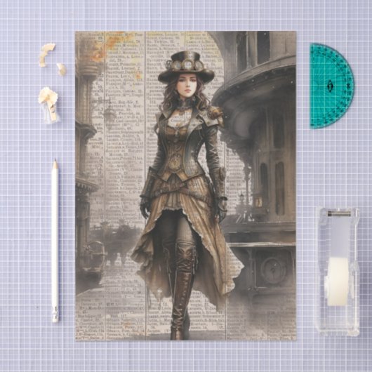 Steampunk Lady, Viktorianische Ephemera Seidenpapier (Handwerk)