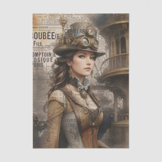 Steampunk Lady, Viktorianische Ephemera Seidenpapier (Vorderseite)