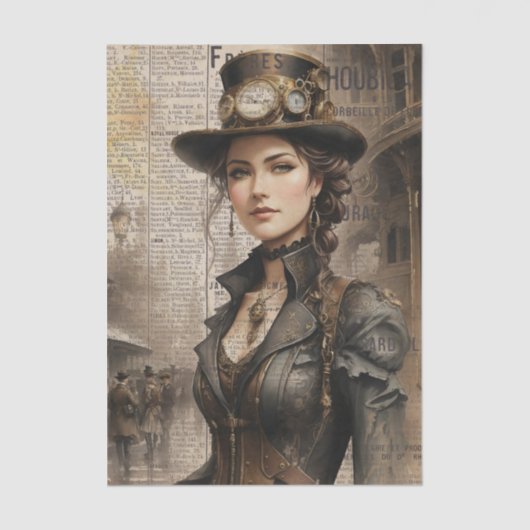 Steampunk Lady, Viktorianische Ephemera Seidenpapier (Vorderseite)