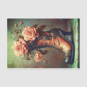 Steampunk Ladys Boot & Pink Roses DF8LF Decoupage Seidenpapier (Vorderseite)