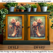 Steampunk Ladys Boot & Pink Roses DF8LF Decoupage Seidenpapier