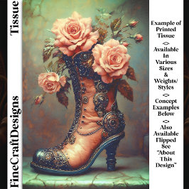 Steampunk Ladys Boot & Pink Roses DF8LF Decoupage Seidenpapier