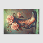 Steampunk Ladys Boot & Pink Roses DF8RF Decoupage Seidenpapier (Vorderseite)