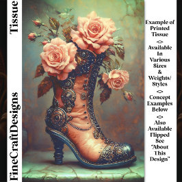 Steampunk Ladys Boot & Pink Roses DF8RF Decoupage Seidenpapier