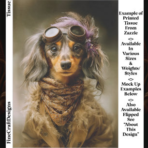 Steampunk Langhaar-Dachshund-Hund EP8R Decoupage Seidenpapier