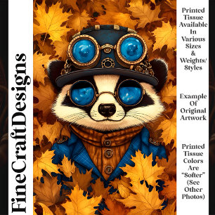 Steampunk Laune Süßer Waschbär Herbst T2 Decoupage Seidenpapier