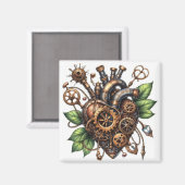 Steampunk Leafy Heart Magnet (Vorderseite/Rückseite)