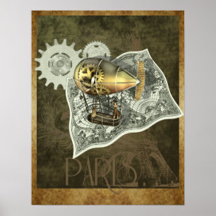 Steampunk lenkbar-Luft-Ausflug-Wand-Druck Poster
