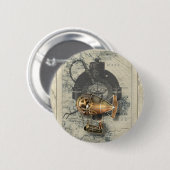 Steampunk lenkbarer Ballon-Fahrt Button (Vorne & Hinten)