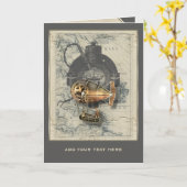 Steampunk lenkbarer Ballon-Fahrt personalisiert Karte (Gelbe Blume)