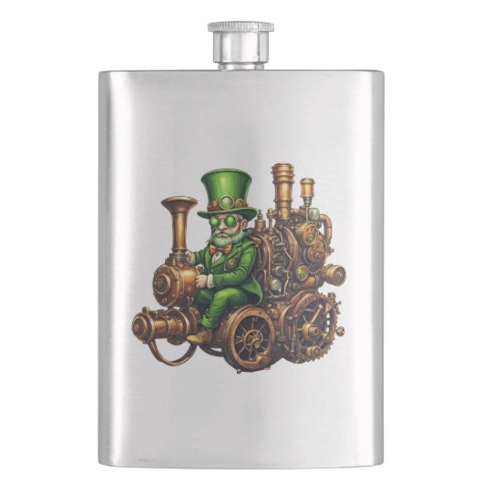 Steampunk Leprechaun Flachmann (Vorderseite)
