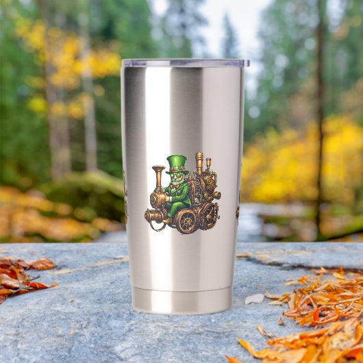 Steampunk Leprechaun Thermobecher (Außenbereich)
