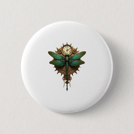 Steampunk Libelle viktorianische Kunst mechanische Button (Vorderseite)