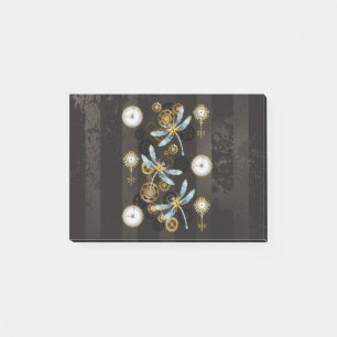 Steampunk-Libellen auf braun gestreiftem Hintergru Post-it Klebezettel