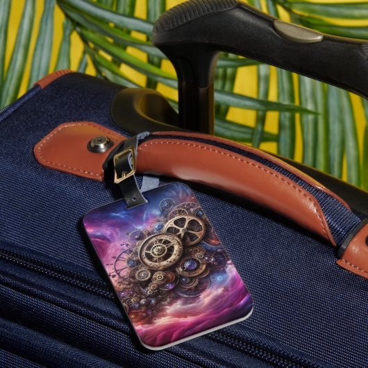 Steampunk, Lila und rosa Gepäckanhänger (Vorderseite Insitu 1)