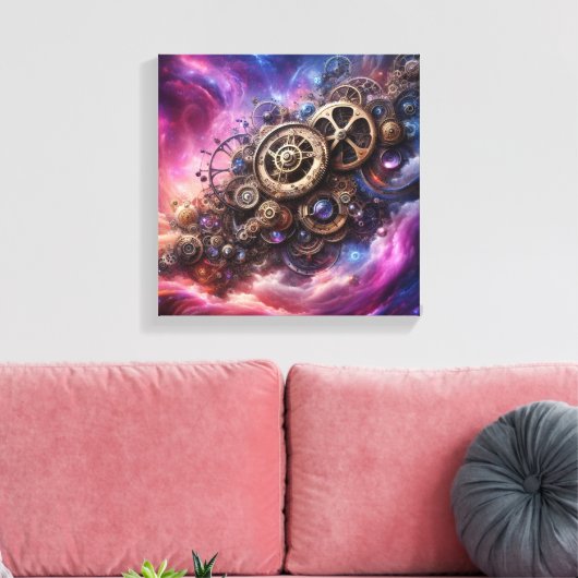 Steampunk, Lila und rosa Leinwanddruck (Insitu (Wohnzimmer))