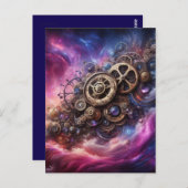 Steampunk, Lila und rosa Postkarte (Vorne/Hinten)