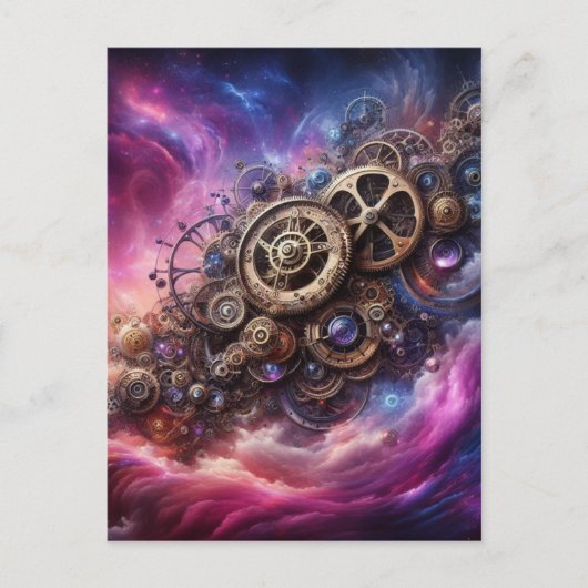 Steampunk, Lila und rosa Postkarte (Vorderseite)